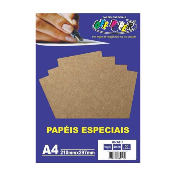 Papel Madeira Kraft 180g A4 c/ 50 Fls Offpaper