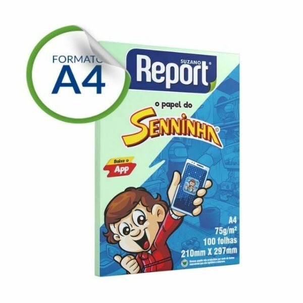 Papel Senninha Verde 75g A4 Caixa c/ 25 Unid c/ 100 Fls