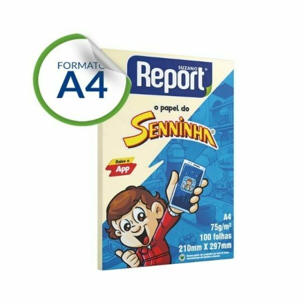 Papel Senninha Amarelo 75g A4 Caixa c/ 25 Unid c/ 100 Fls