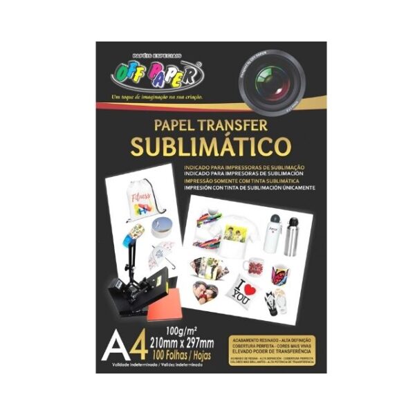 Papel Transfer Sublimático 100g c/ 100 Fls A4 Offpaper