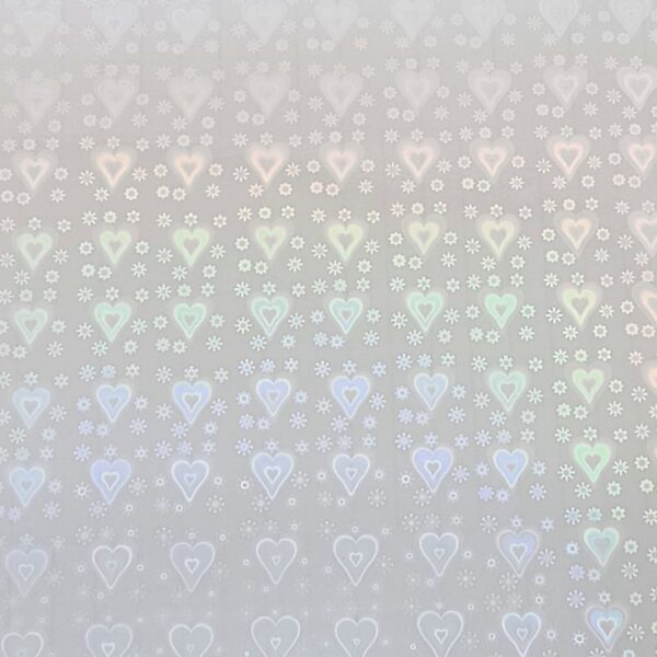 Filme Holográfico Adesivo Love/Coração para Laminação a Frio c/ 5 Fls A4