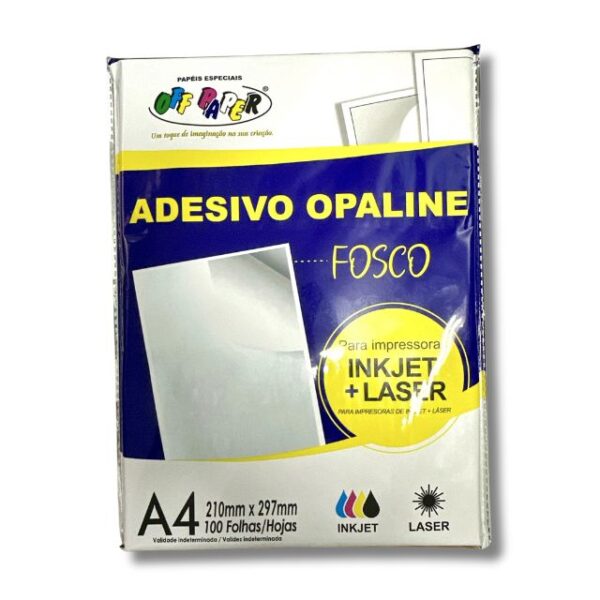 Papel Adesivo Opaline Fosco 80g c/ 100 Fls A4 Offpaper