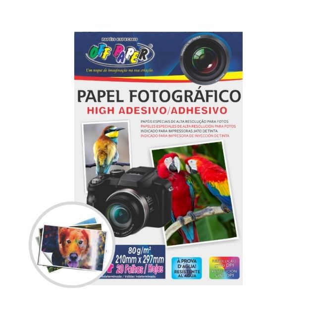 Papel Fotográfico High Glossy Adesivo 80g A4 c/ 20 Fls