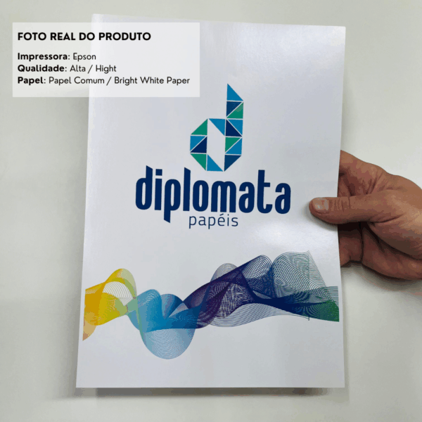 Exemplo real de papel com impressão feita em jato de tinta