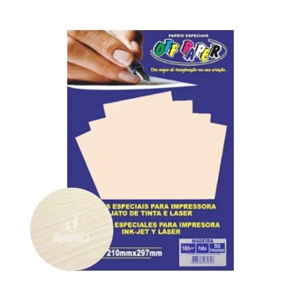 Papel Madeira Palha 180g A4 c/ 50 Fls Offpaper