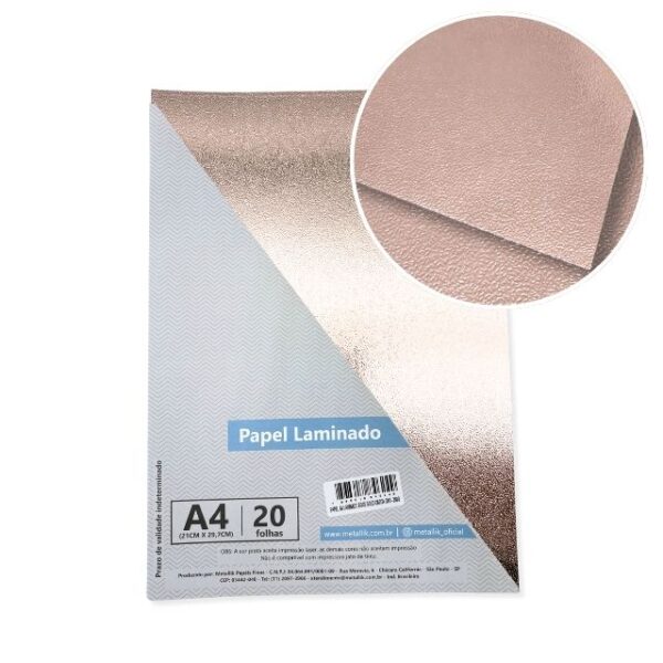 Papel Casca de Ovo Rose Gold 250g A4 c/20 fls Metallik