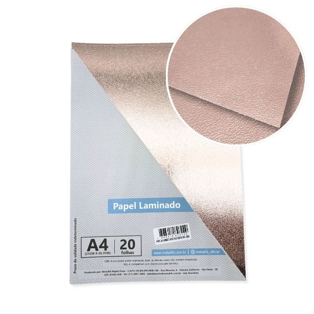 Papel Casca de Ovo Rose Gold 250g A4 c/20 fls Metallik