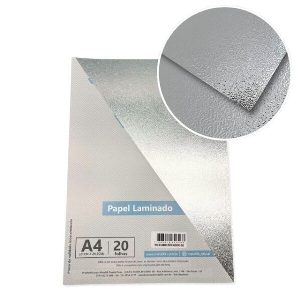 Papel Casca de Ovo Prata 250g A4 c/20 fls Metallik