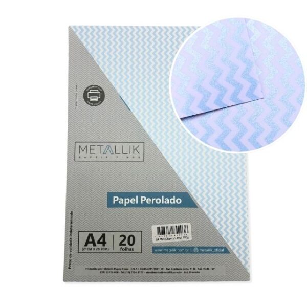 Papel Mini Chevron Azul 180g A4 c/20 fls Metallik