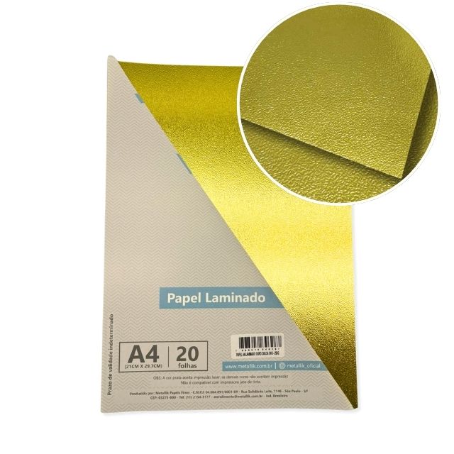 Papel Casca de Ovo Ouro 250g A4 c/20 fls Metallik