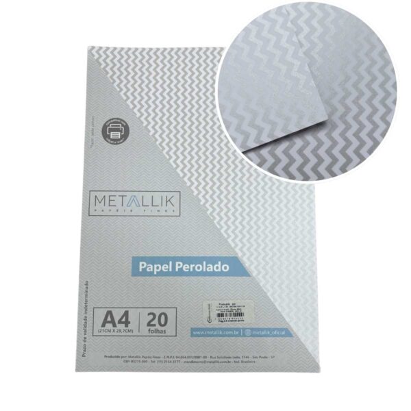 Papel Mini Chevron Prata  180g A4 c/20 fls Metallik