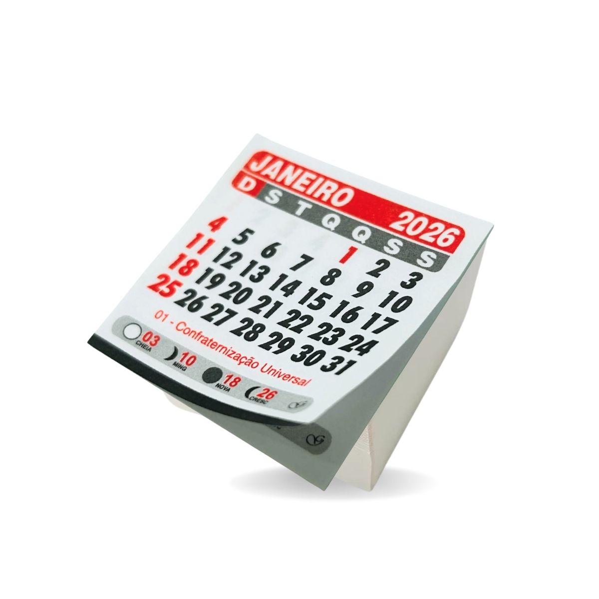 Bloquinho Calendário 2026 Medida 7,5x7,5cm p/ Imã de Geladeira Grafiara c/ 100 UNID - Imagem 2