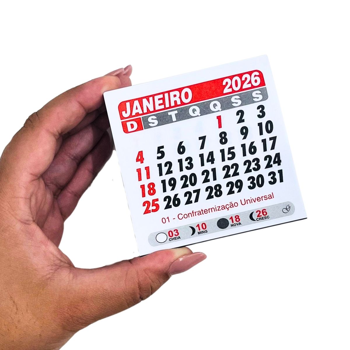 Bloquinho Mini Calendário 2026 Medida 5x5cm p/ Imã de Geladeira Grafiara c/ 100 UNID - Imagem 2