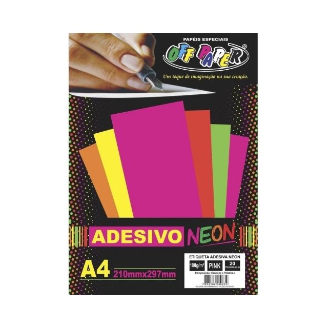 Papel Adesivo Neon Pink 100g c/ 20 fls A4 Offpaper