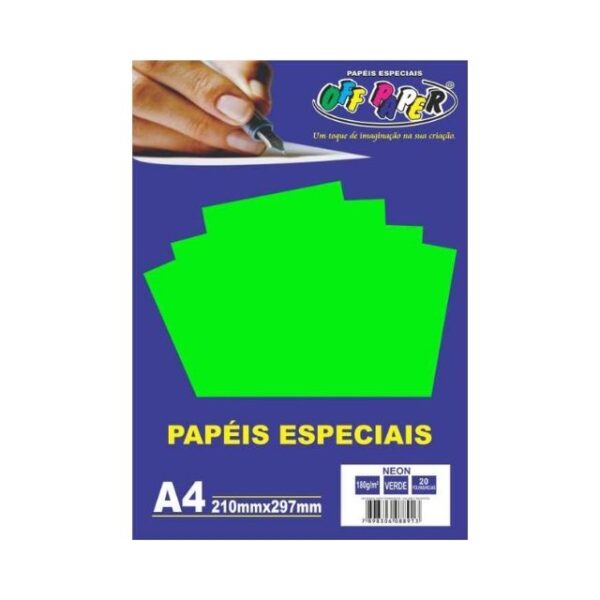 Papel Neon Verde 180g c/ 20 Fls A4 Offpaper