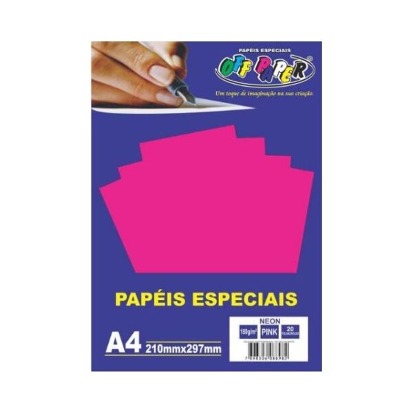 Papel Neon Pink 180g c/ 20 Fls A4 Offpaper