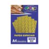 Papel Glitter Decorado Ouro Coração 150g c/ 10 Fls A4 Offpaper