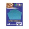 Papel Glitter Decorado Azul Colmeia 150g c/ 10 Fls A4 Offpaper