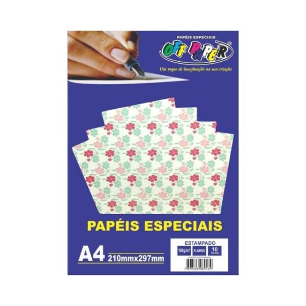 Papel Estampado Flores 180g c/ 10 Fls A4 Offpaper