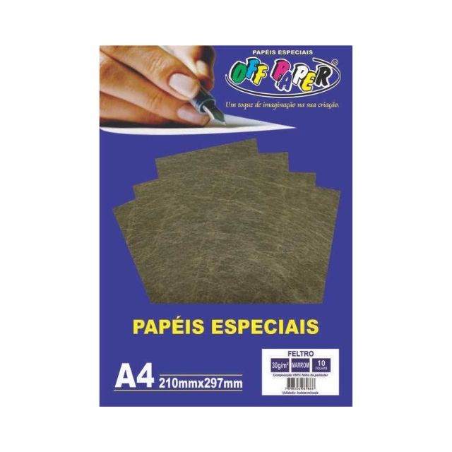 Papel Feltro Marrom 30g A4 c/ 10 Fls Offpaper