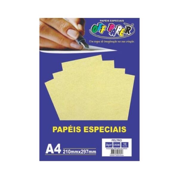 Papel Feltro Creme 30g A4 c/ 10 Fls Offpaper