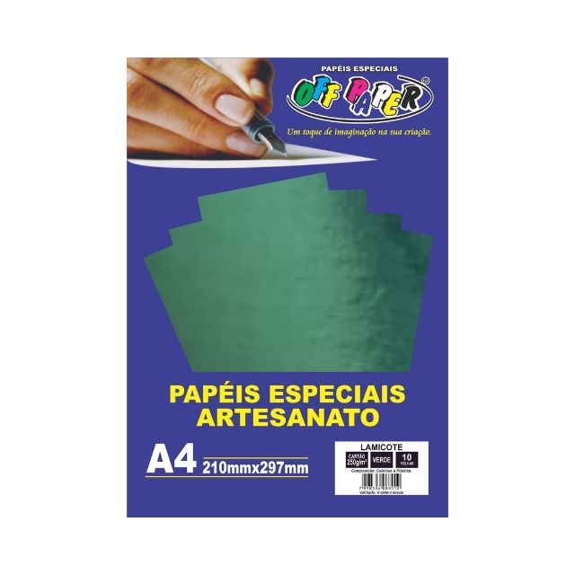 Papel Lamicote Verde 250g c/ 10 Fls A4 Offpaper