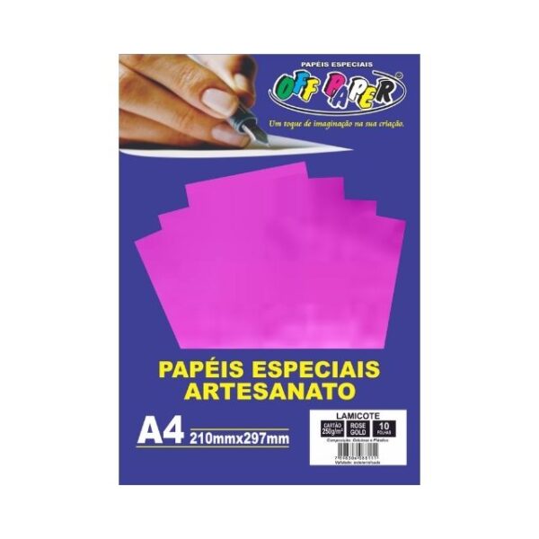 Papel Lamicote Rose gold 250g c/ 10 Fls A4 Offpaper