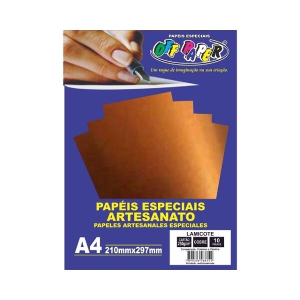 Papel Lamicote Cobre 250g c/ 10 Fls A4 Offpaper