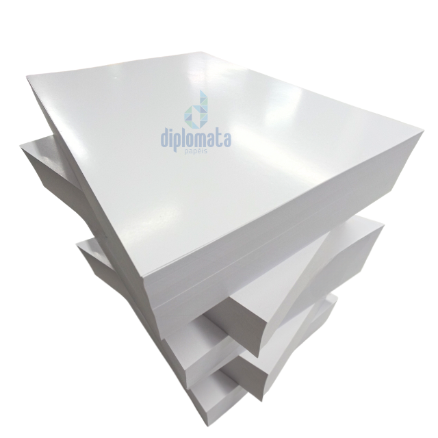 Atacado | Papel Couche Brilho 150g Pct c/ 250 Fls 66x96 Cortado na Medida Desejada