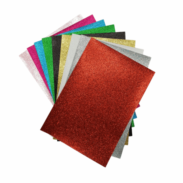 Kit Papel Glitter 180g A4 (9 Cores / 1 Folha de Cada Cor) Offpaper