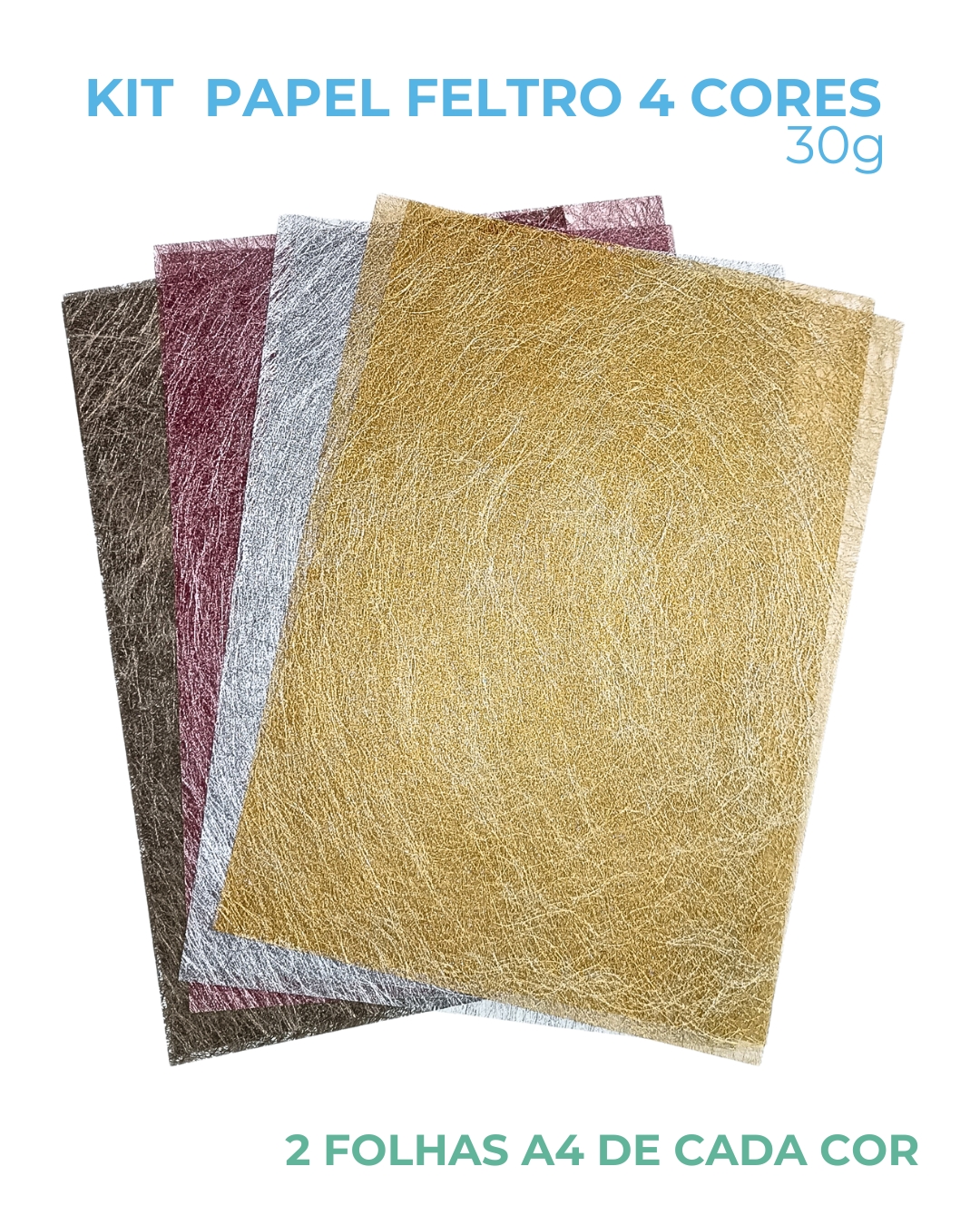 Kit Papel Feltro (4 cores) 30g A4 c/ 2 Fls de cada cor Offpaper