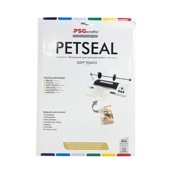 Petseal Soft Touch A4 (Toque Aveludado) Pouch Film para Plastificação 125 micras PSG c/ 12 unid