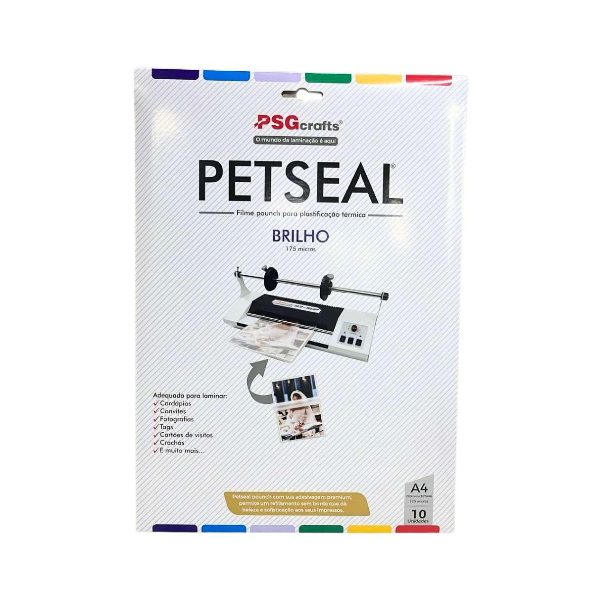 Petseal Brilho A4 Pouch Film para Plastificação 175 micras PSG c/ 50 unid