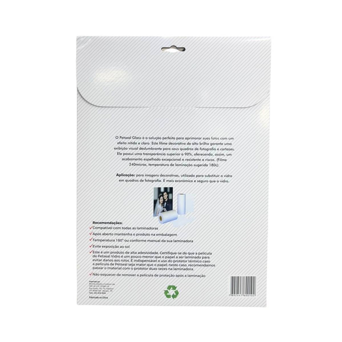 Petseal Glass Brilho Efeito Vidro A4 Pouch Film para Plastificação 240 micras PSG c/ 5 unid - Imagem 2