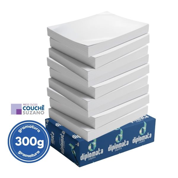 Atacado | Papel Couche Brilho 300g Pct c/ 100 Fls 66x96 Cortado na Medida Desejada