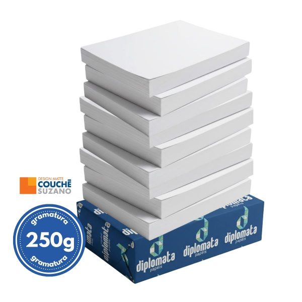 Atacado | Papel Couche Fosco 250g Pct c/ 125 Fls 66x96 Cortado na Medida Desejada