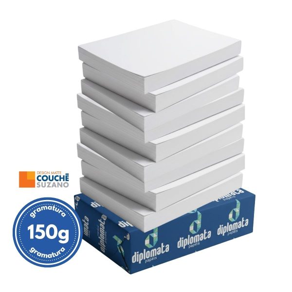Atacado | Papel Couche Fosco 150g Pct c/ 250 Fls 66x96 Cortado na Medida Desejada