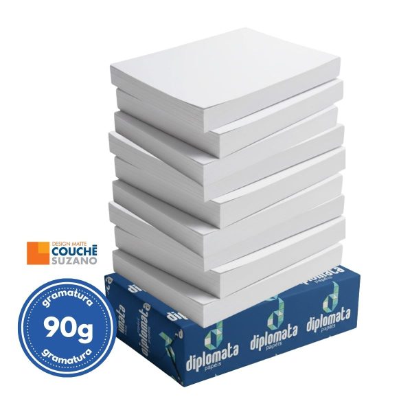 Atacado | Papel Couche Fosco 90g Pct c/ 500 Fls 66x96 Cortado na Medida Desejada