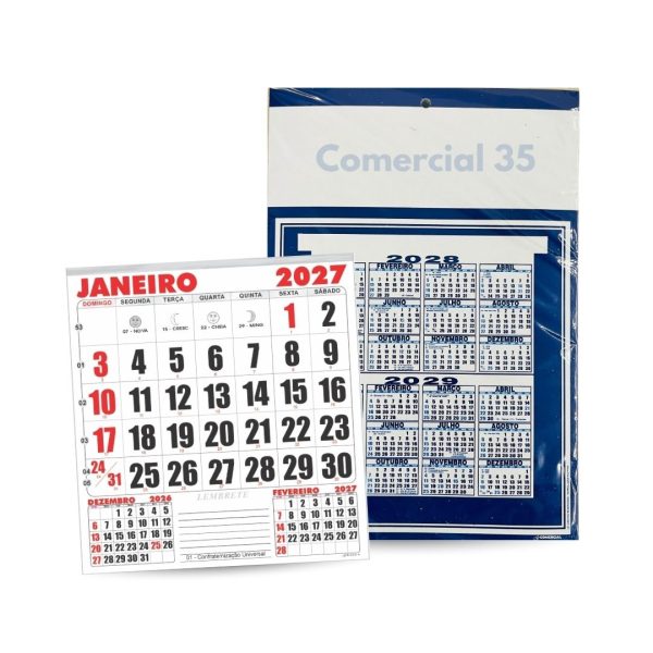 Folhinha Comercial 35 Azul Pequena 2027 Grafiara c/ 50 UNID
